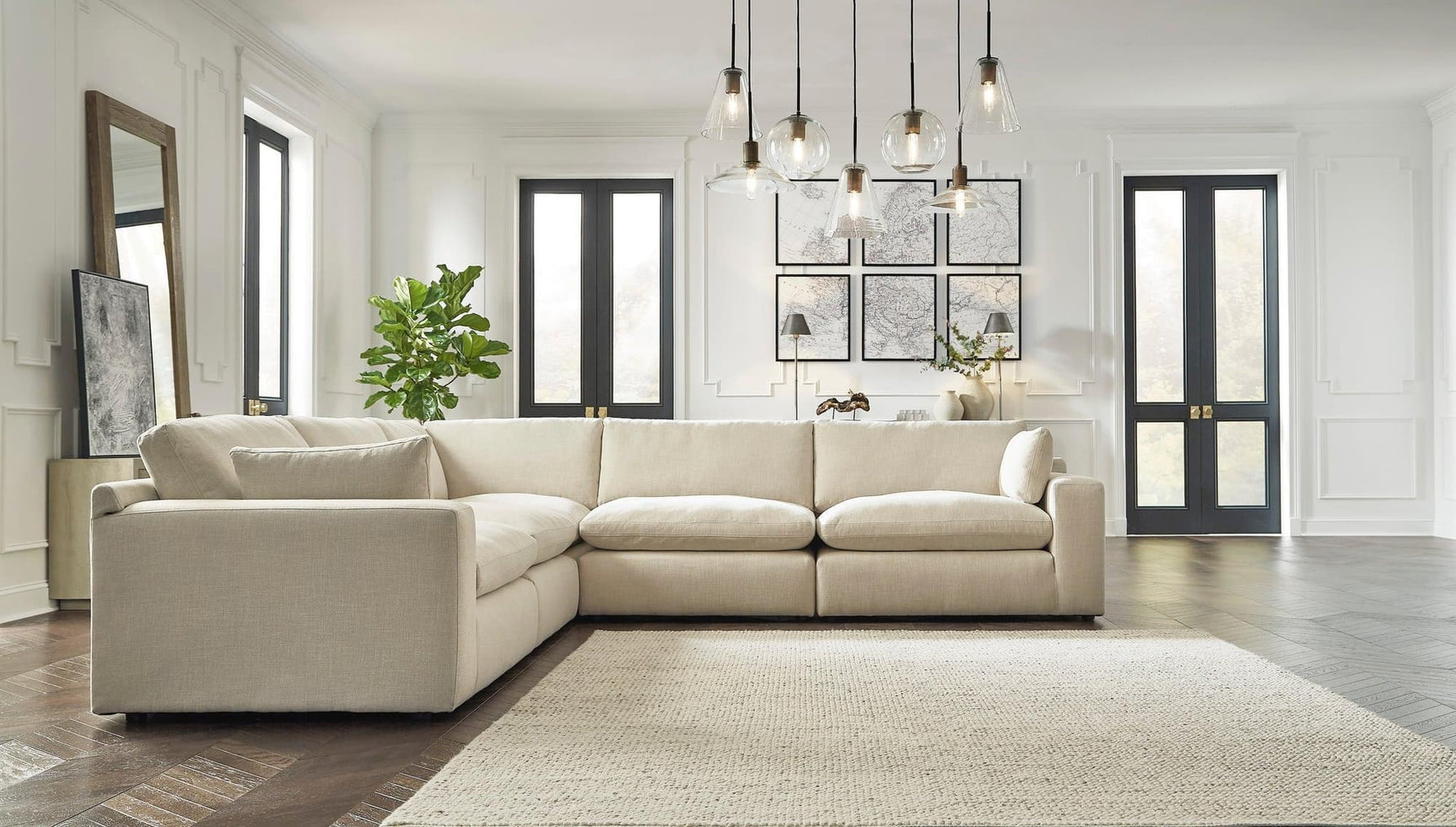 Linen Modern Contemporary Solid Wood Feather Fiber Blend High Quality Oversized Sectional - Ella Furniture
