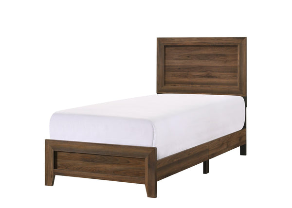 Millie Cherry Brown Classic Wood Twin Panel Bed - Ella Furniture