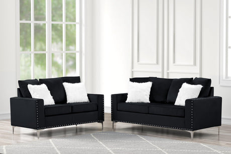 Cinderella2 Black Modern Contemporary Solid Wood Velvet Upholstery Set - Ella Furniture