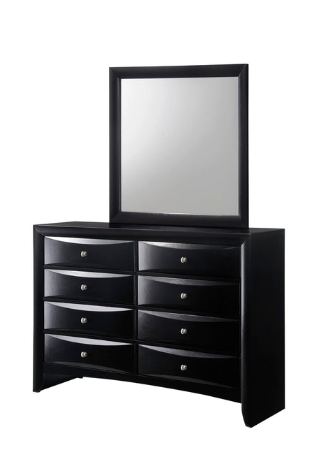 Black Emily Dresser, Modern Transitional Wood, Raised 8 Drawers Front - Ella Furniture