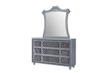 Cameo Dresser Gray/Dark, Modern Velvet, 9 Drawers - Ella Furniture