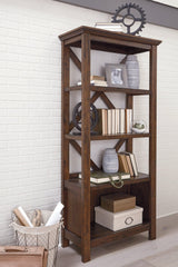 Baldridge Rustic Brown 75" Bookcase - Ella Furniture