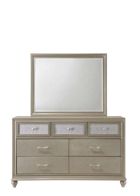 Lila Dresser Champagne With Crystal Accent Finish, Modern Wood And Veneers, Solid Metal Knob And Bar Pull Hardware - Ella Furniture