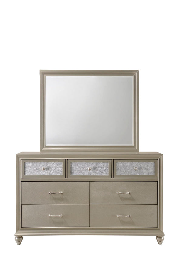 Lila Dresser Champagne With Crystal Accent Finish, Modern Wood And Veneers, Solid Metal Knob And Bar Pull Hardware - Ella Furniture
