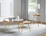 Kaelyn Round Mirror Top End Table Gold - Ella Furniture