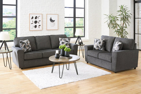 Ashley Slate Modern Contemporary Solid Wood Thick Fabric Upholstered Sofa & Loveseat - Ella Furniture