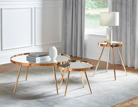 Kaelyn 2-Piece Mirror Top Nesting Coffee Table Mirror And Gold - Ella Furniture