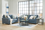 Ashley Blue Modern Contemporary Solid Wood Fabric Upholstered Sofa & Loveseat - Ella Furniture