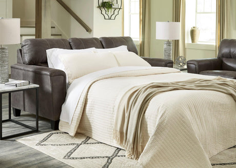 Smoke Modern Contemporary Faux Wood Faux Leather/Fabric Upholstered Queen Sofa Sleeper - Ella Furniture