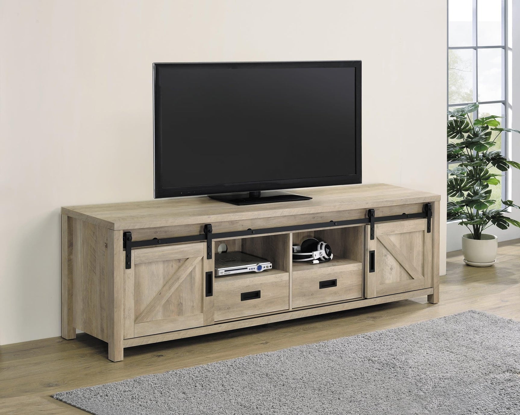 Madra Rectangular Tv Console With 2 Sliding Doors - Ella Furniture