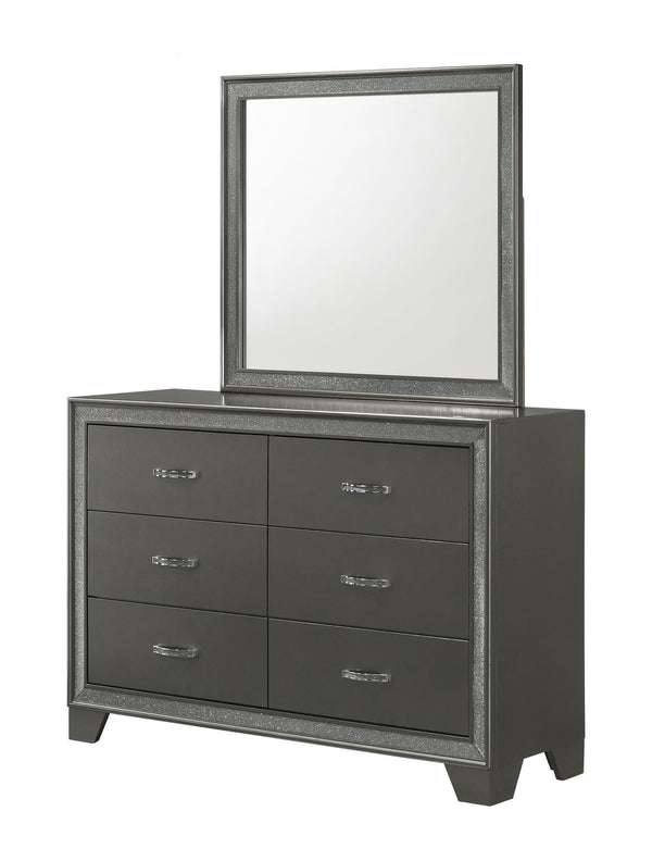 Kaia Dresser Gray, Modern Wood, 6 Classic Metal Drawers - Ella Furniture