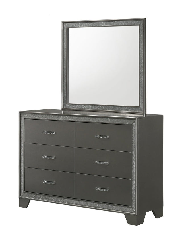 Kaia Dresser Gray, Modern Wood, 6 Classic Metal Drawers - Ella Furniture