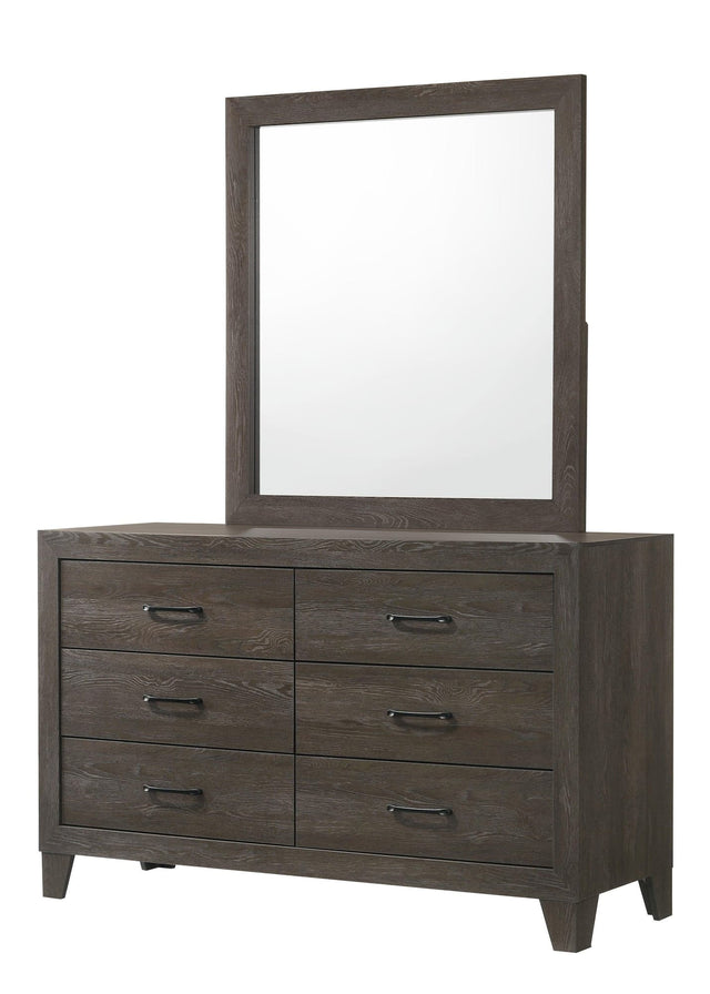 Hopkins Dresser Brown, Sleek Modern Wood, 6 Spacious Drawers - Ella Furniture