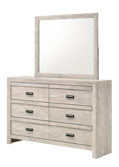 Valor Dresser White, Transitional White Wood, Felt-Lined Top Spacious 6 Drawers - Ella Furniture
