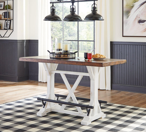 Valebeck White/Brown Counter Height Dining Table - Ella Furniture