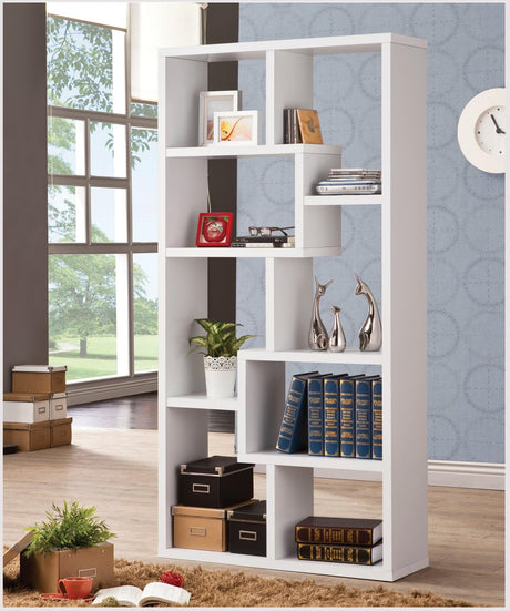 Theo 10-Shelf Bookcase White - Ella Furniture