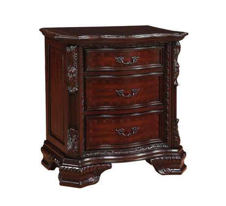 Sheffield NightStand Brown, Traditional Classic Modern Wood, 3 Drawers - Ella Furniture
