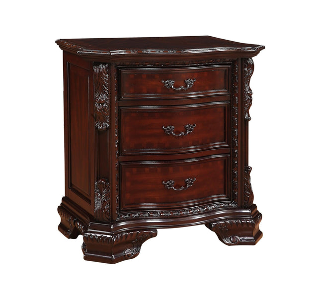 Sheffield NightStand Brown, Traditional Classic Modern Wood, 3 Drawers - Ella Furniture