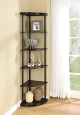 Bonwick 5-Shelf Corner Bookshelf Cappuccino - Ella Furniture