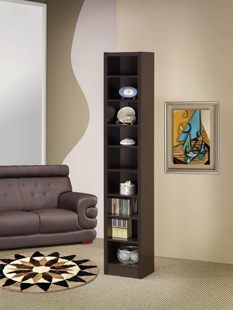 Eliam Rectangular Bookcase With 2 Fixed Shelves Cappuccino - Ella Furniture