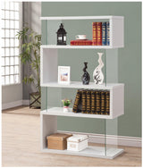 Emelle 4-Tier Bookcase White And Clear - Ella Furniture