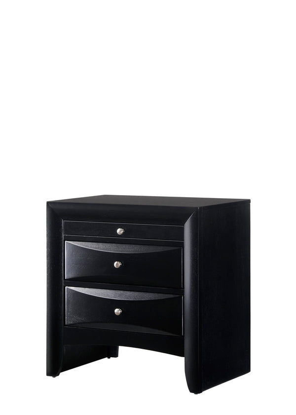 Black Emily Night Stand, Transitional Modern Wood, 2 Spacious Drawers - Ella Furniture
