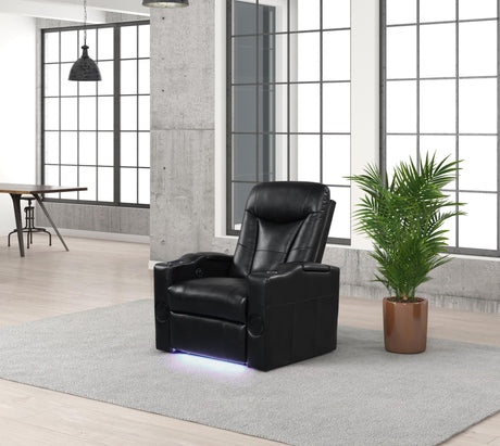 Topgun Black - Power Recliner (Bluetooth Speaker + LED Light) - Ella Furniture