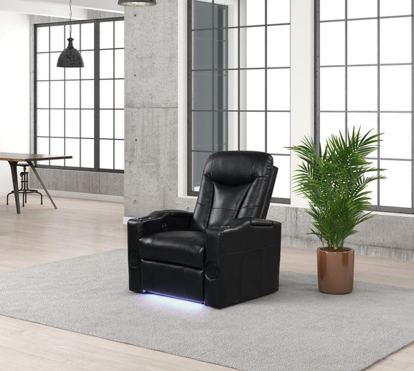 Topgun Black - Power Recliner (Bluetooth Speaker + LED Light) - Ella Furniture