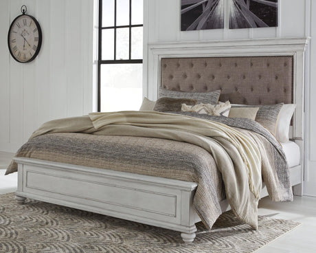 Kanwyn Whitewash King Panel Bed - Ella Furniture