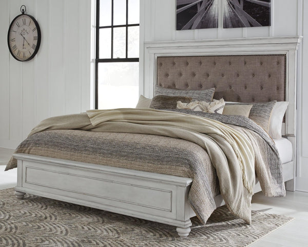 Kanwyn Whitewash King Panel Bed - Ella Furniture