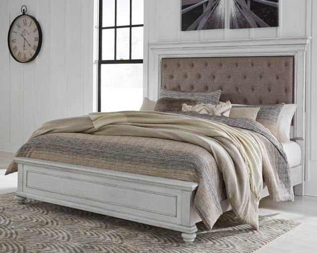 Kanwyn Whitewash King Panel Bed - Ella Furniture