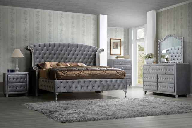 Diamond Palace Gray Bedroom Set - Ella Furniture