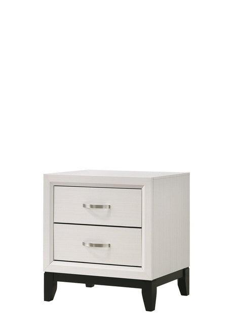 Akerson Night Stand Chalk, Modern Wood, Metal Curved 2 Drawers - Ella Furniture