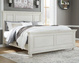 Robbinsdale Antique White Queen Panel Bed - Ella Furniture