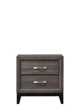 Akerson Night Stand Gray, Modern Wood, Metal Curved 2 Drawers - Ella Furniture