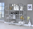 5-Shelf Bookcase Chrome And Clear - Ella Furniture