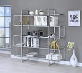 5-Shelf Bookcase Chrome And Clear - Ella Furniture