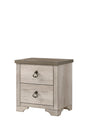 Patterson Night Stand Driftwood, Sleek And Modern Wood, Metal Ring 2 Drawers - Ella Furniture