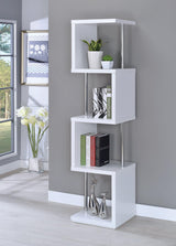 Baxter 4-Shelf Bookcase White And Chrome - Ella Furniture