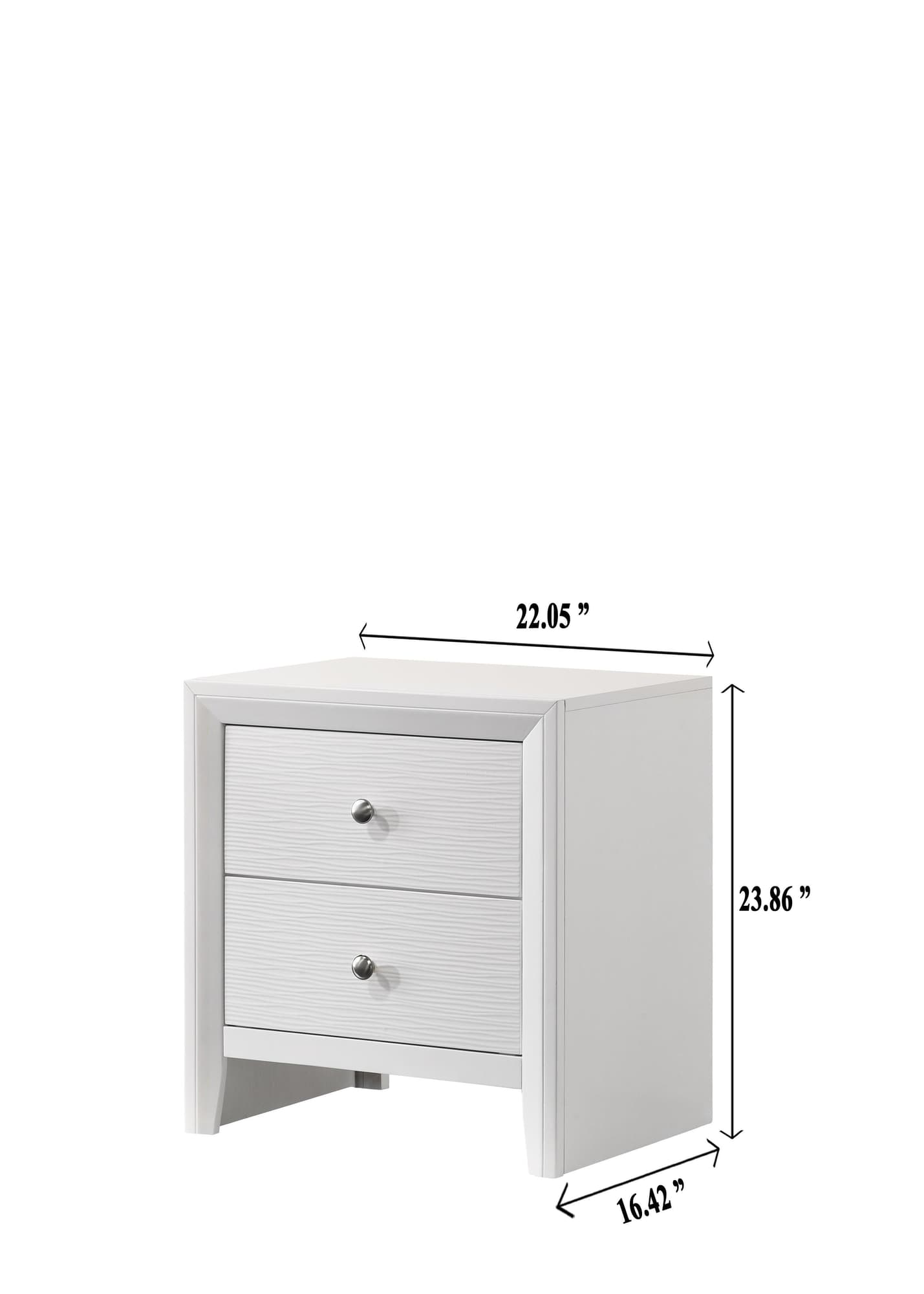 Evan Night Stand White, Modern Contemporary Sleek Wood, 2 Spacious Drawers - Ella Furniture