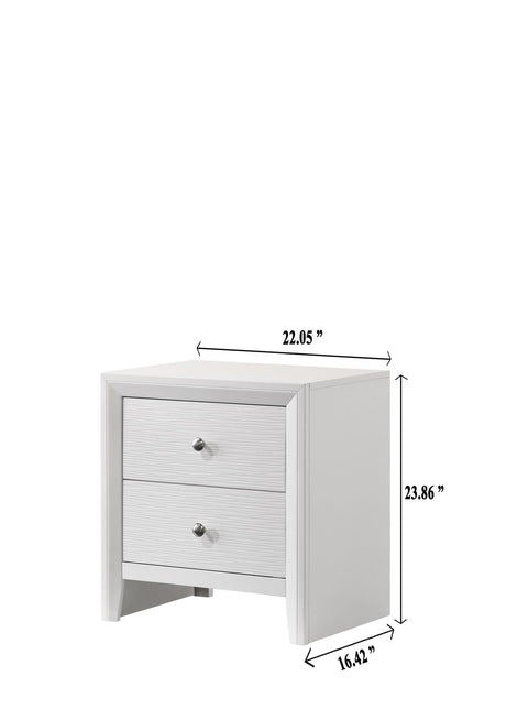 Evan Night Stand White, Modern Contemporary Sleek Wood, 2 Spacious Drawers - Ella Furniture