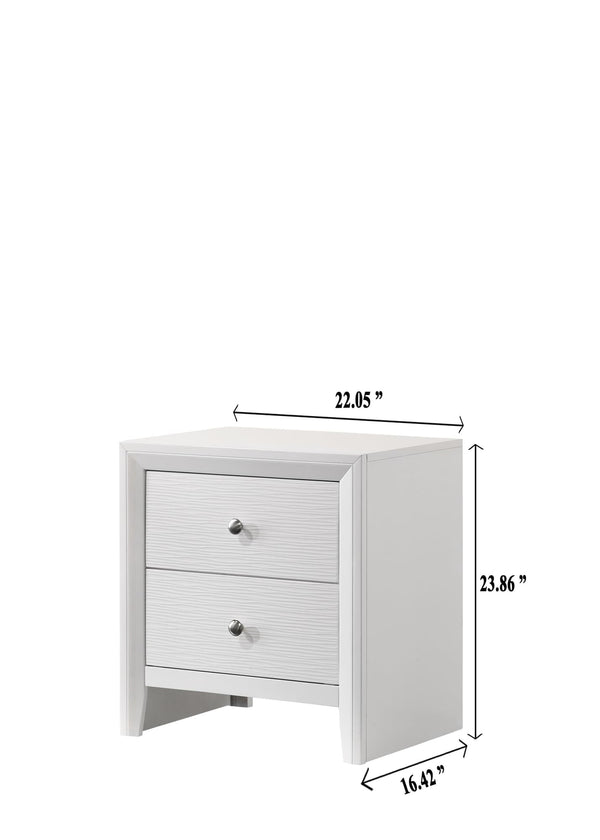 Evan Night Stand White, Modern Contemporary Sleek Wood, 2 Spacious Drawers - Ella Furniture