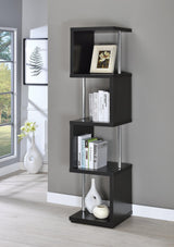 Baxter 4-Shelf Bookcase Black And Chrome - Ella Furniture
