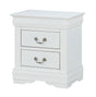 Louis Philip Night Stand White, Versatile Modern Wood, Pewter Bail 2 Drawers - Ella Furniture