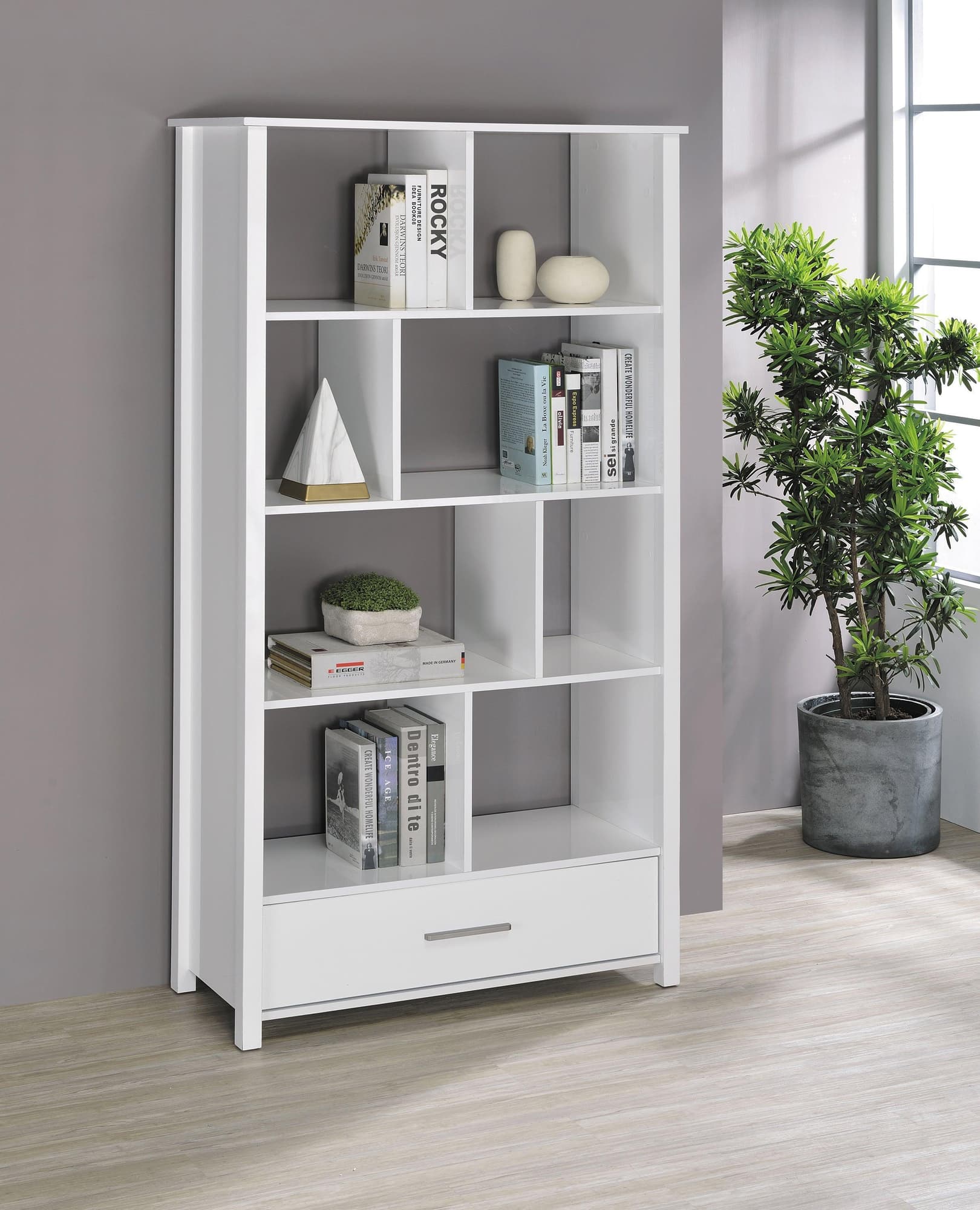 Dylan Rectangular 8-Shelf Bookcase - Ella Furniture