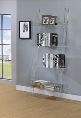 Amaturo 4-Shelf Ladder Bookcase Clear - Ella Furniture
