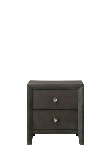 Evan Night Stand Grey, Modern Transitional Wood, 2 Spacious Drawers - Ella Furniture