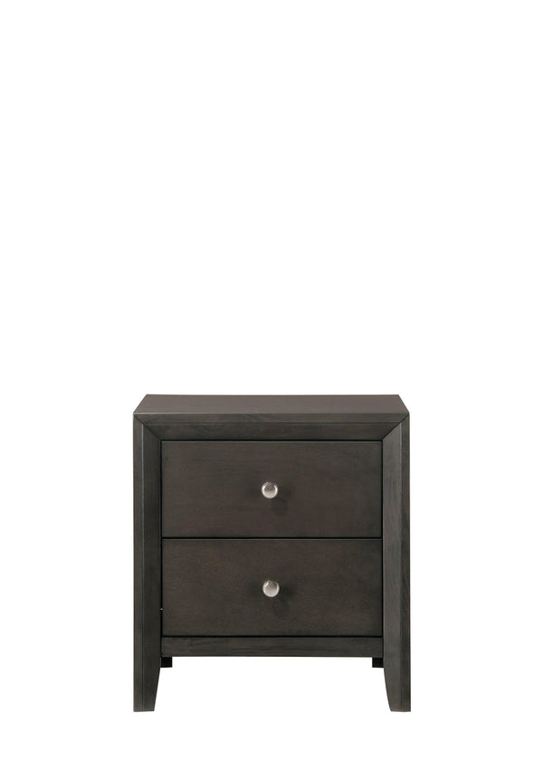 Evan Night Stand Grey, Modern Transitional Wood, 2 Spacious Drawers - Ella Furniture