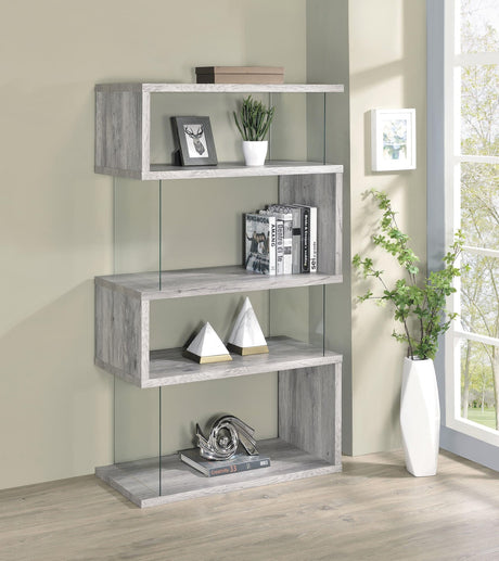 Emelle 4-Shelf Bookcase With Glass Panels 802340 - Ella Furniture