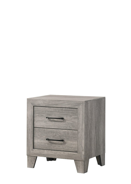 Hopkins Night Stand Drift Wood, Sleek And Modern Wood, Metal 2 Drawers - Ella Furniture